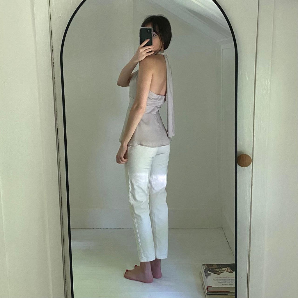 Banana Republic Satin Keyhole Halter Top in Selenite NWT Size 0