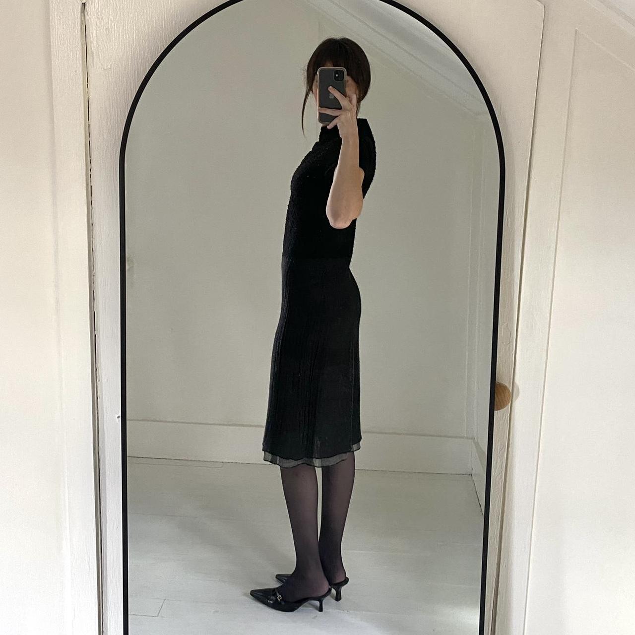 Emporio Armani Vintage 90s Mock Neck Wool Knit Contrast Pencil Dress Size 38