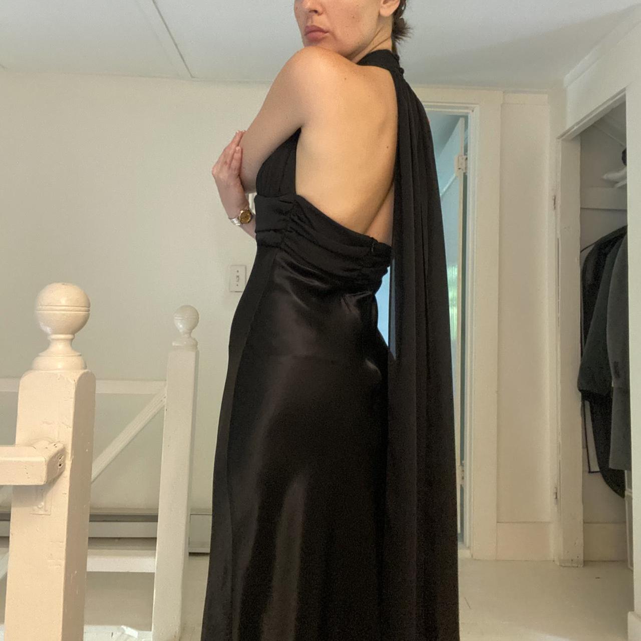 Be Smart Vintage 90s Rosette Satin Halter Gown Size 3/4