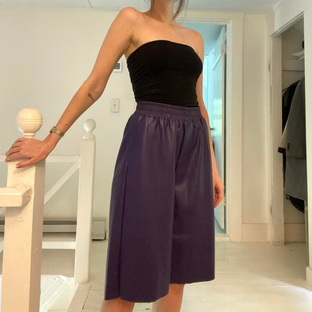 Angela Mele Milano Vegan Leather Bermuda Shorts NWT Size M