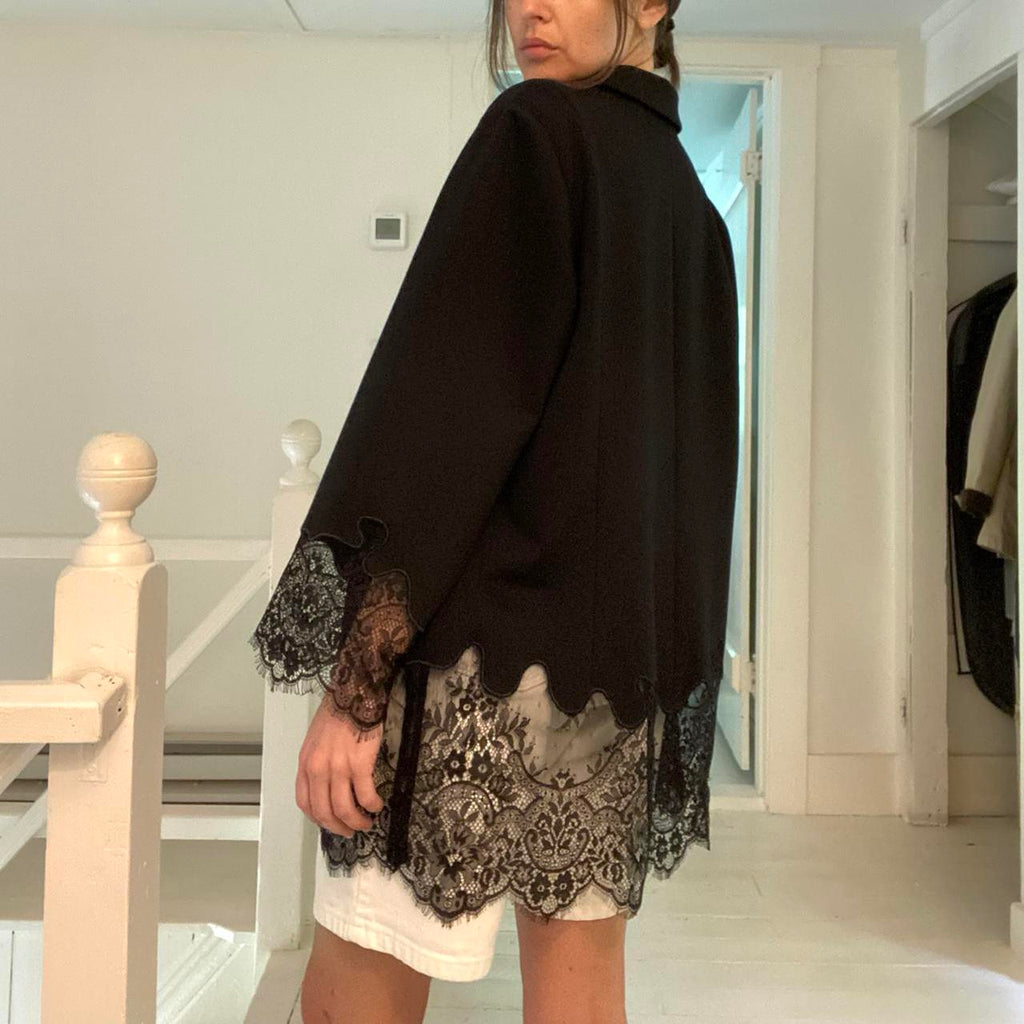 Black Label by Chico’s Lace Trim Blazer Jacket Size 3