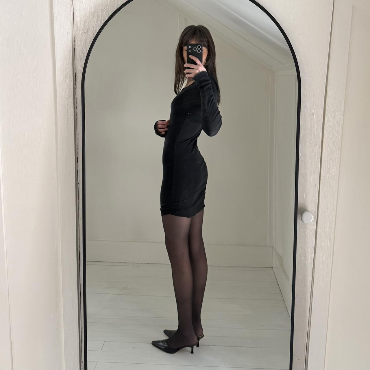 Michael Stars Vintage Y2K Semi Sheer Knit Long Sleeve Mini Dress OS