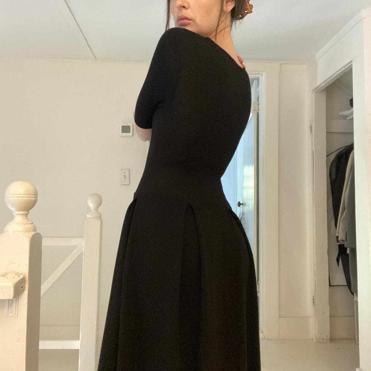 Blossom Pleated Knit Scoop Neck Drop Waist Midi Dress Size M