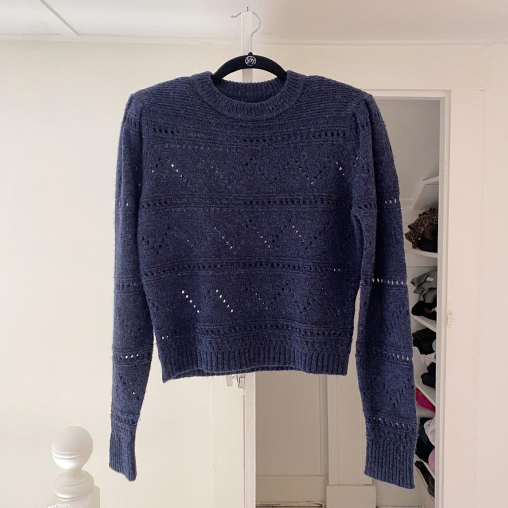 Isabel Marant Étoile Norma Wool Eyelet Sweater in Midnight Size 36