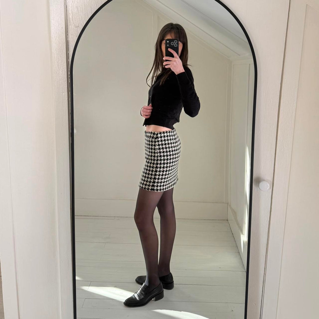 Gap Vintage Y2K Houndstooth Wool Knit Mini Skirt Size 1