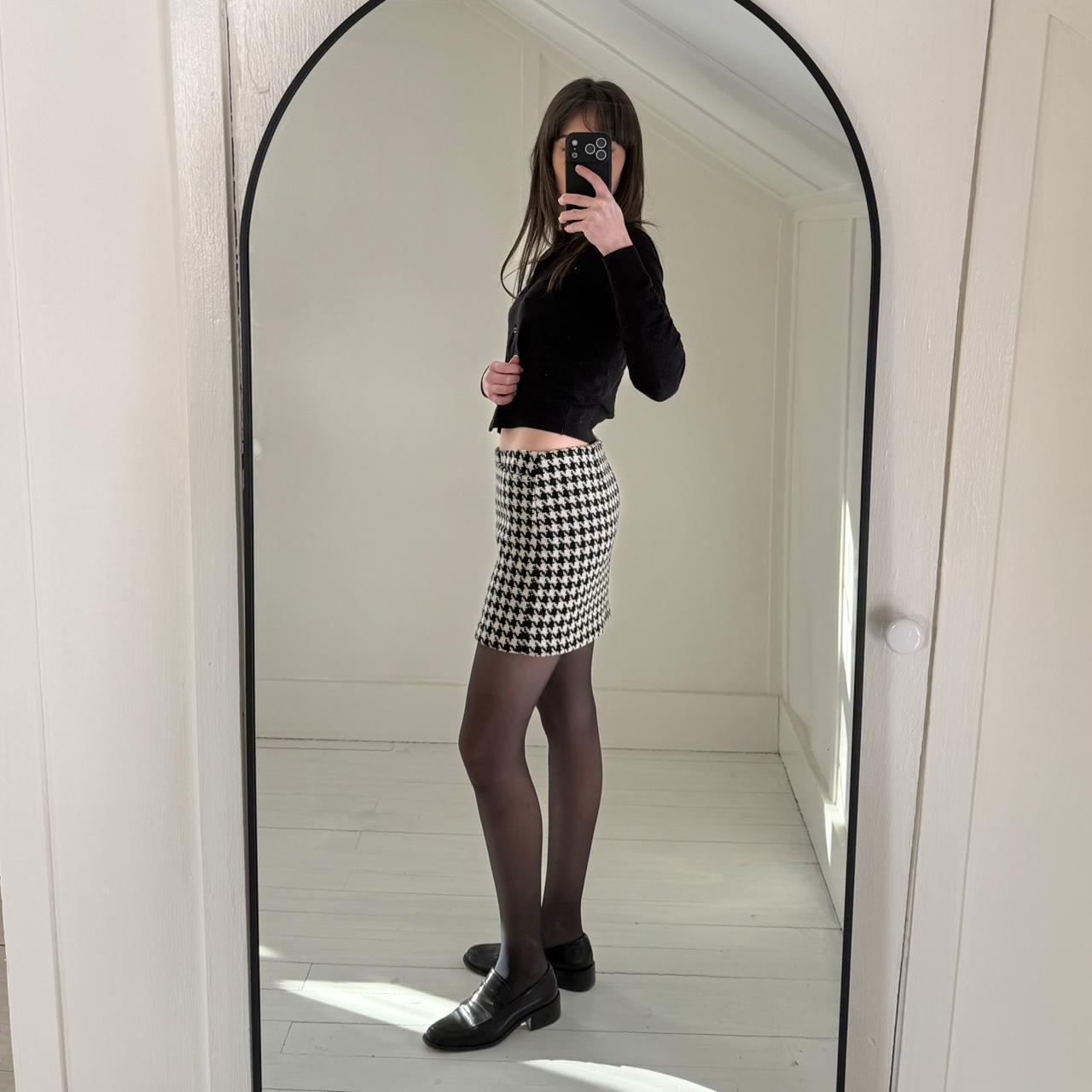 Gap Vintage Y2K Houndstooth Wool Knit Mini Skirt Size 1