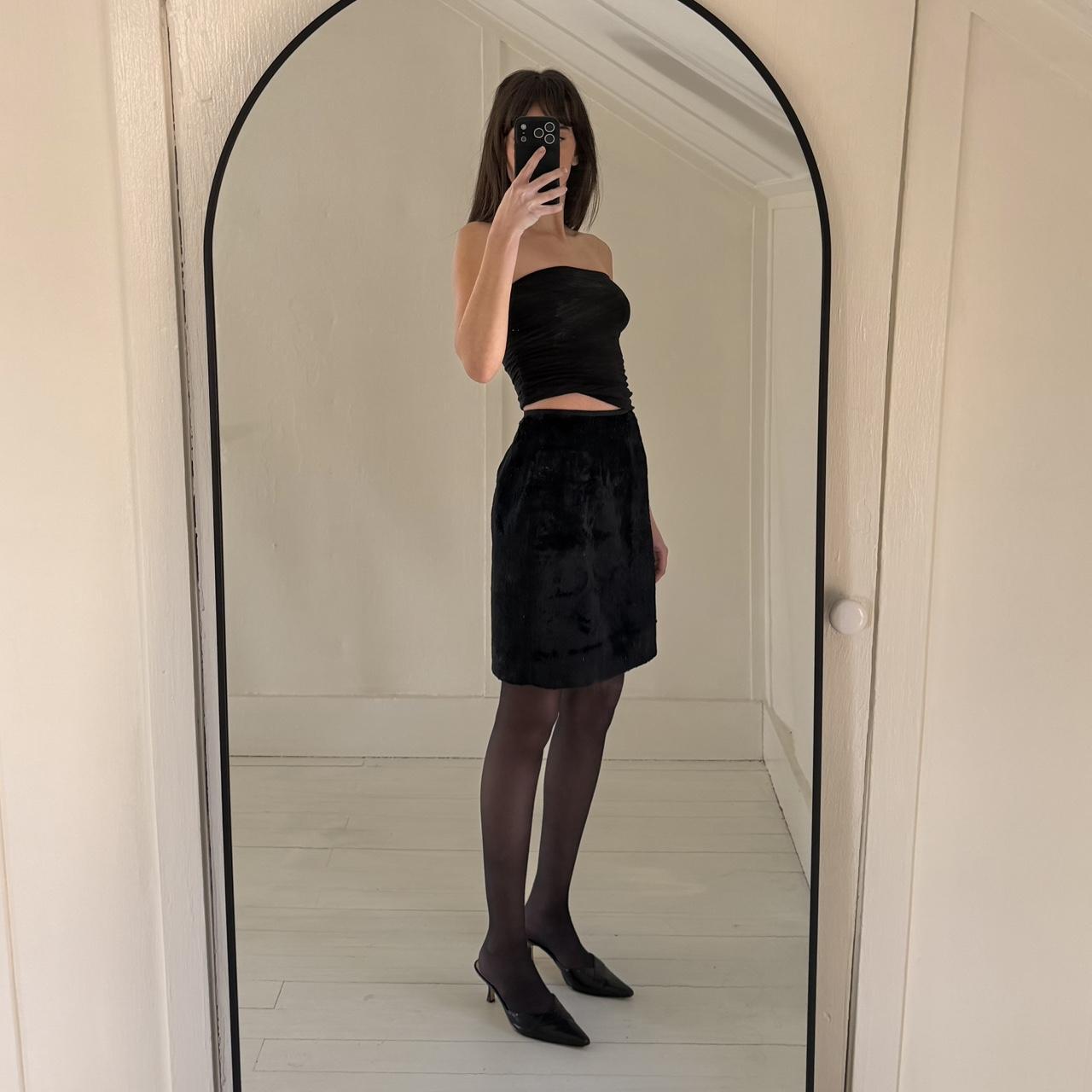 Tahari Vintage 90s Faux Fur Mini Pencil Skirt Size 6