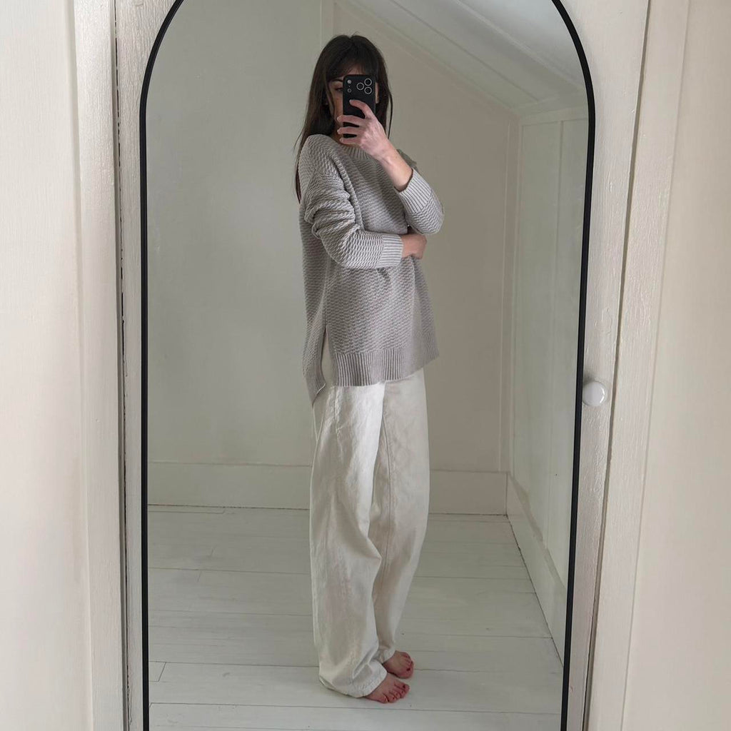 Gap Stitchy Oversized Pullover Sweater in Light Heather Grey Size M