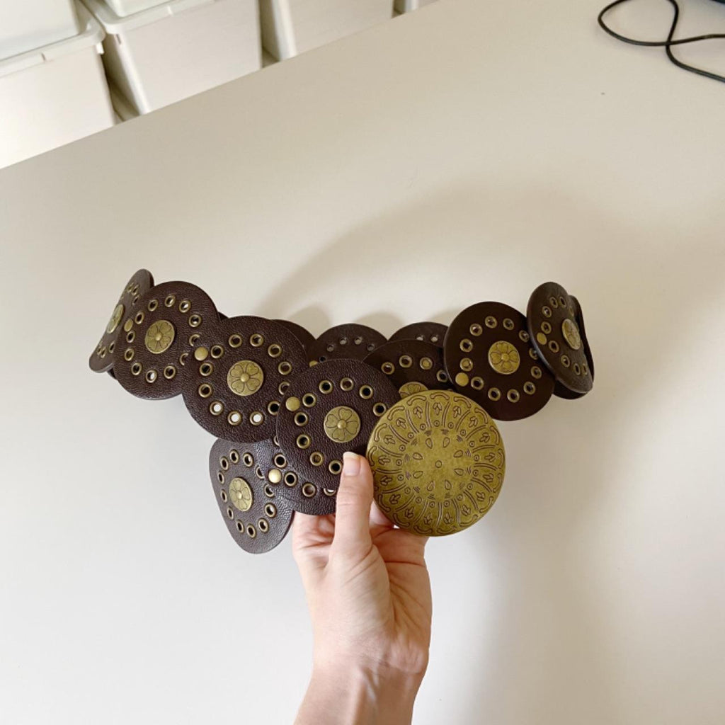 Leather Low Rise Wide Grommet Belt One Size