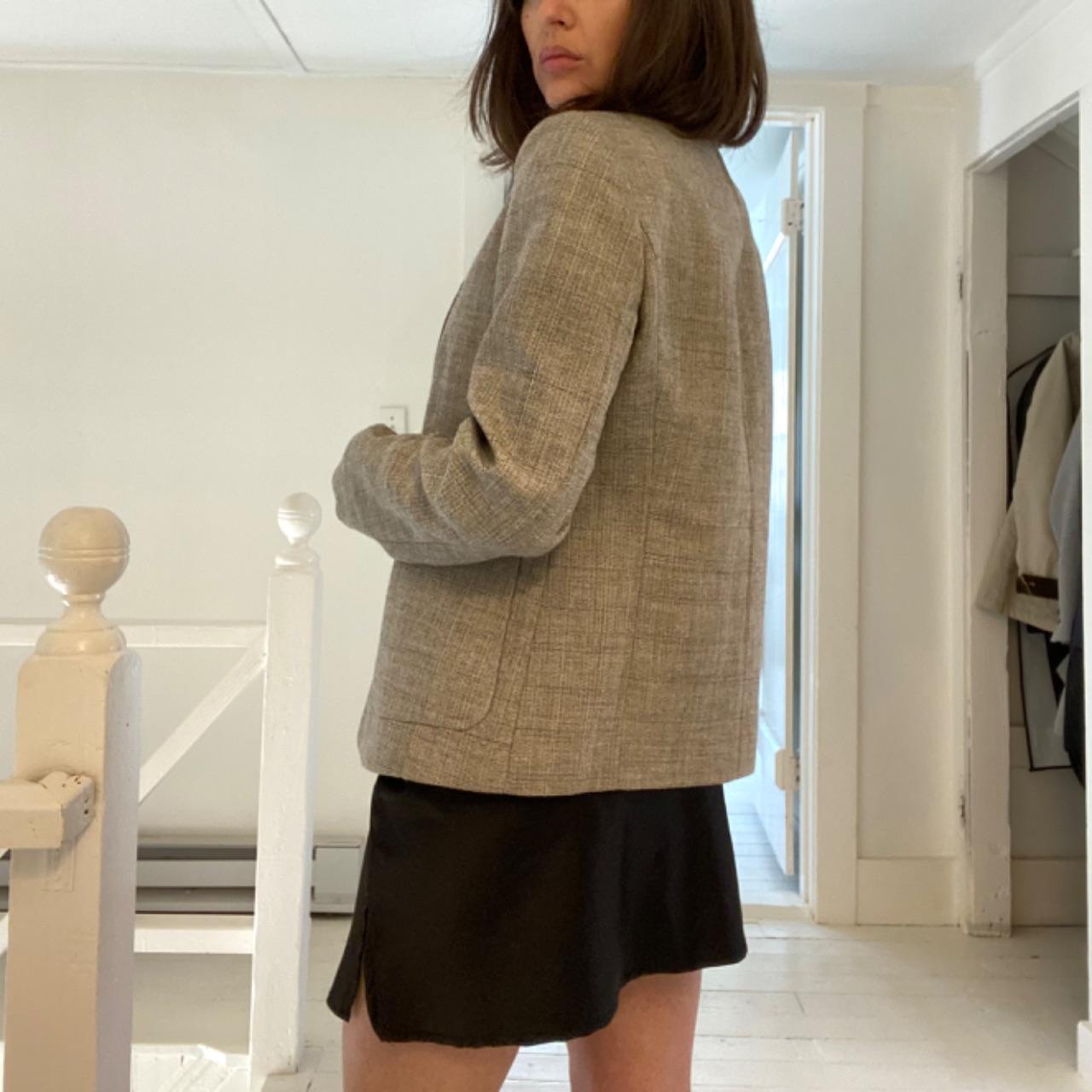 Calvin Klein Collection Wool Herringbone Blazer Jacket Grey Size 6/42