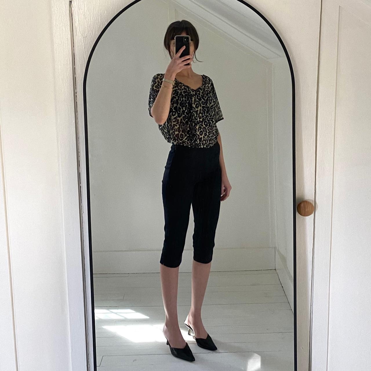 MinkPink Leopard Print Semi-Sheer Ruched Drape Top Size S