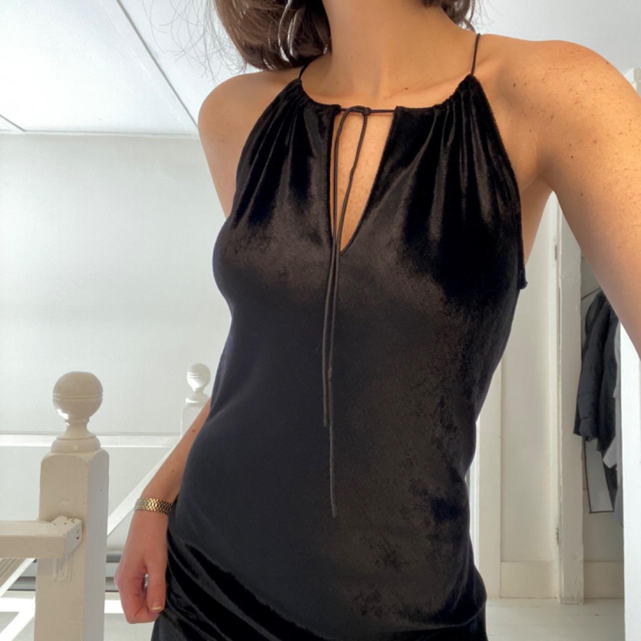 Express World Brand Vintage 90s Velvet Halter Neck Mini Dress Size 5/6