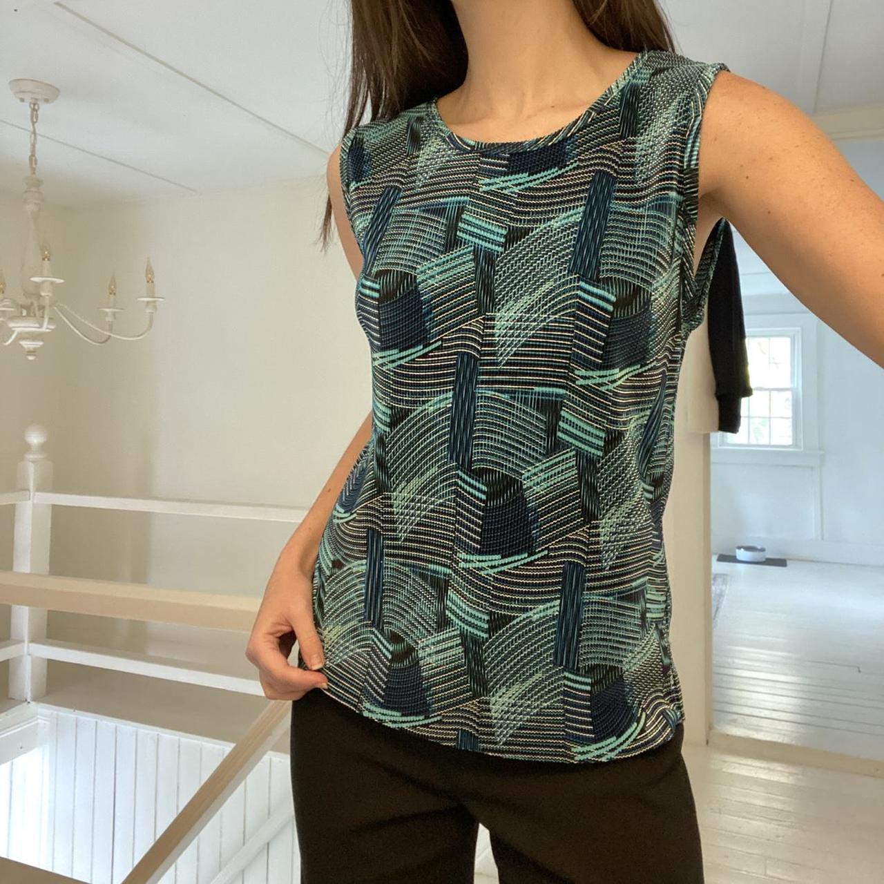 Plissé Vintage Y2K Printed Accordian Pleat Top Size L