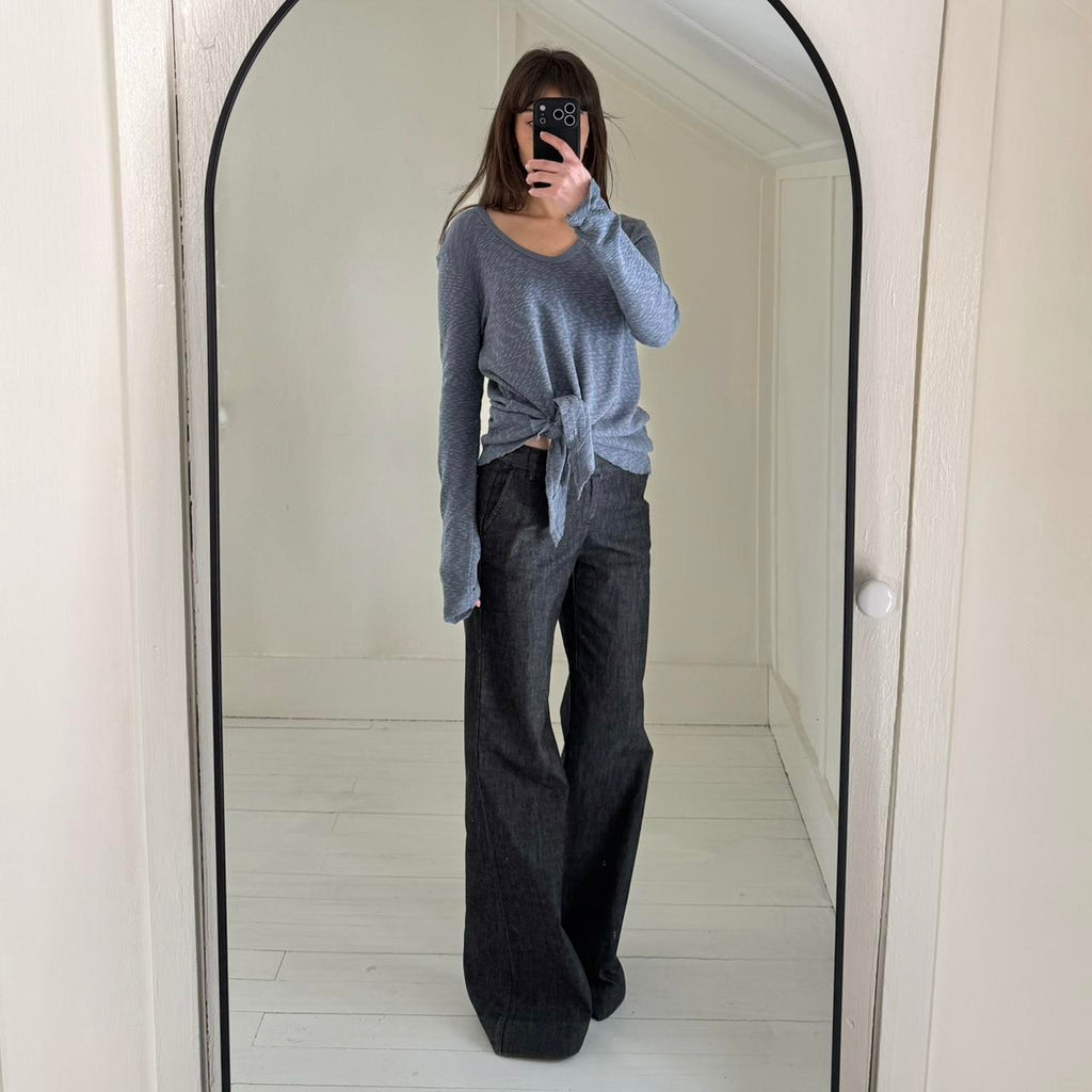 Left of Center / Anthropologie Knot Front Marled Knit Top Size S