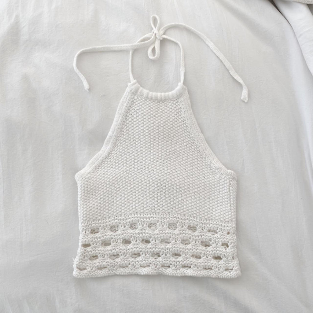 Moda Int’l Vintage 90s Crochet Knit Halter Top Size XS