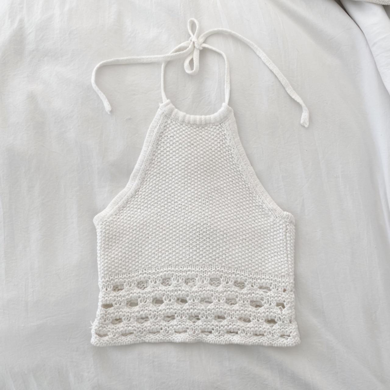 Moda Int’l Vintage 90s Crochet Knit Halter Top Size XS