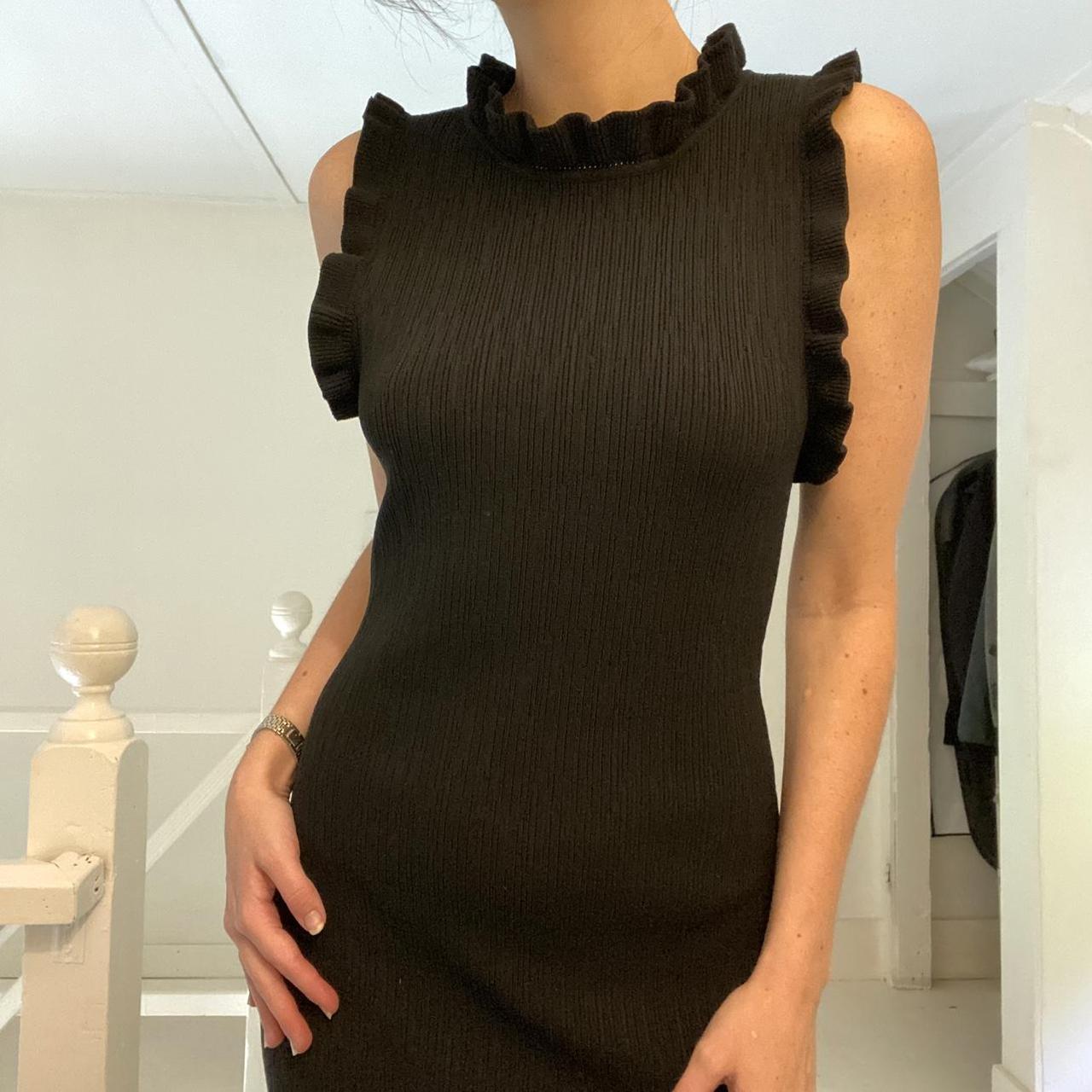 Modern Citizen Madelyn Ruffle Trim Midi Dress in Black Size S
