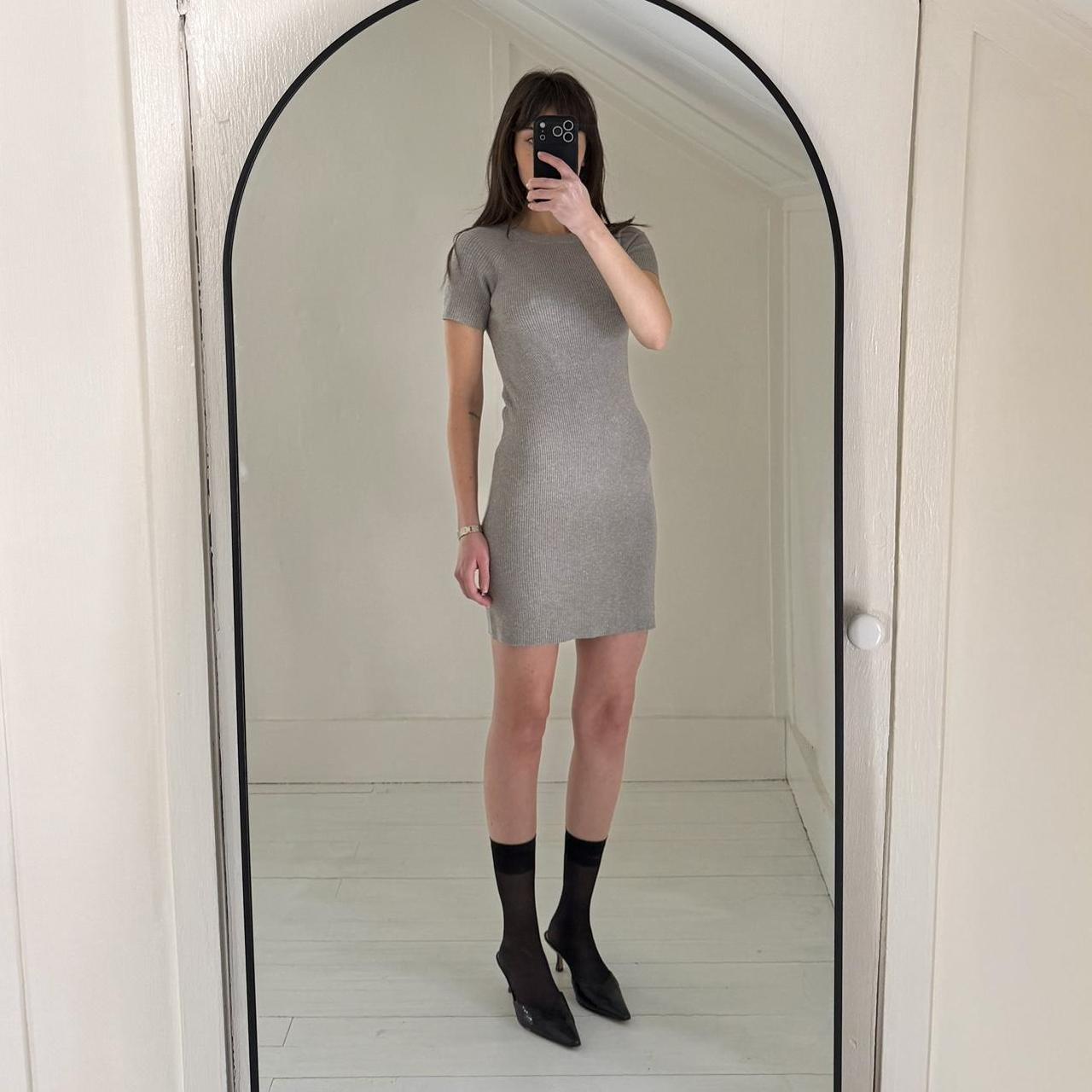 Leith Metallic Ribbed Knit Mini Dress Size S