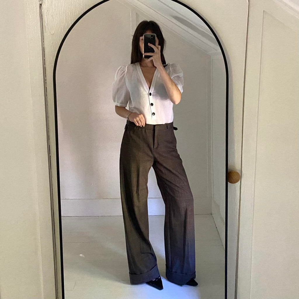 G. Label by Goop Marcia Linen Puff Sleeve Top in White Size 8