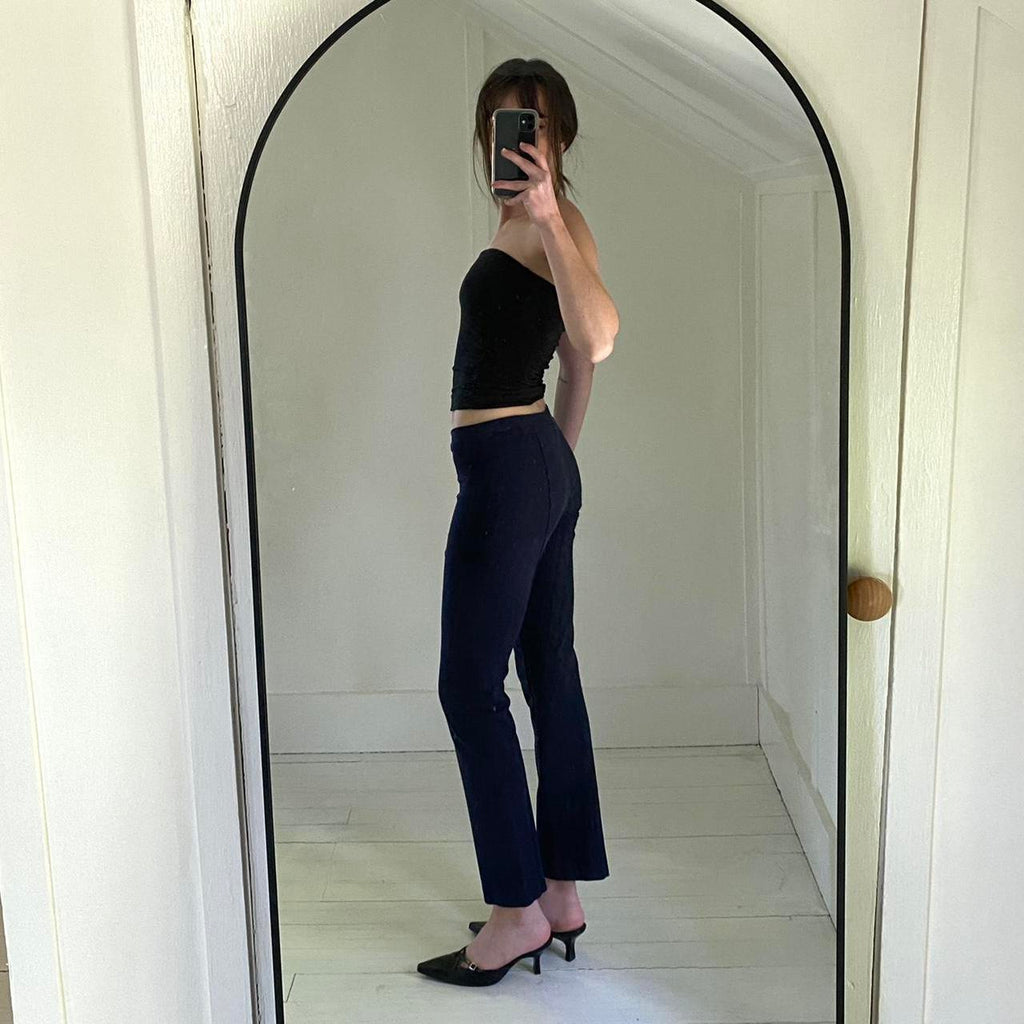 The Row Navy Knit Boot Cut Pull-On Trouser Pants Size S