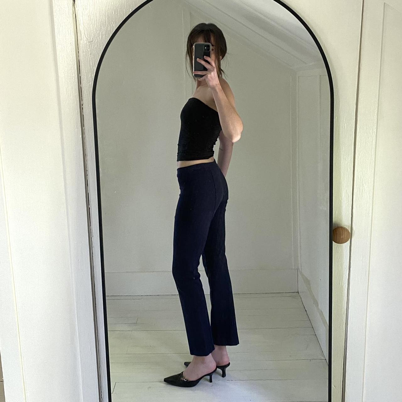 The Row Navy Knit Boot Cut Pull-On Trouser Pants Size S