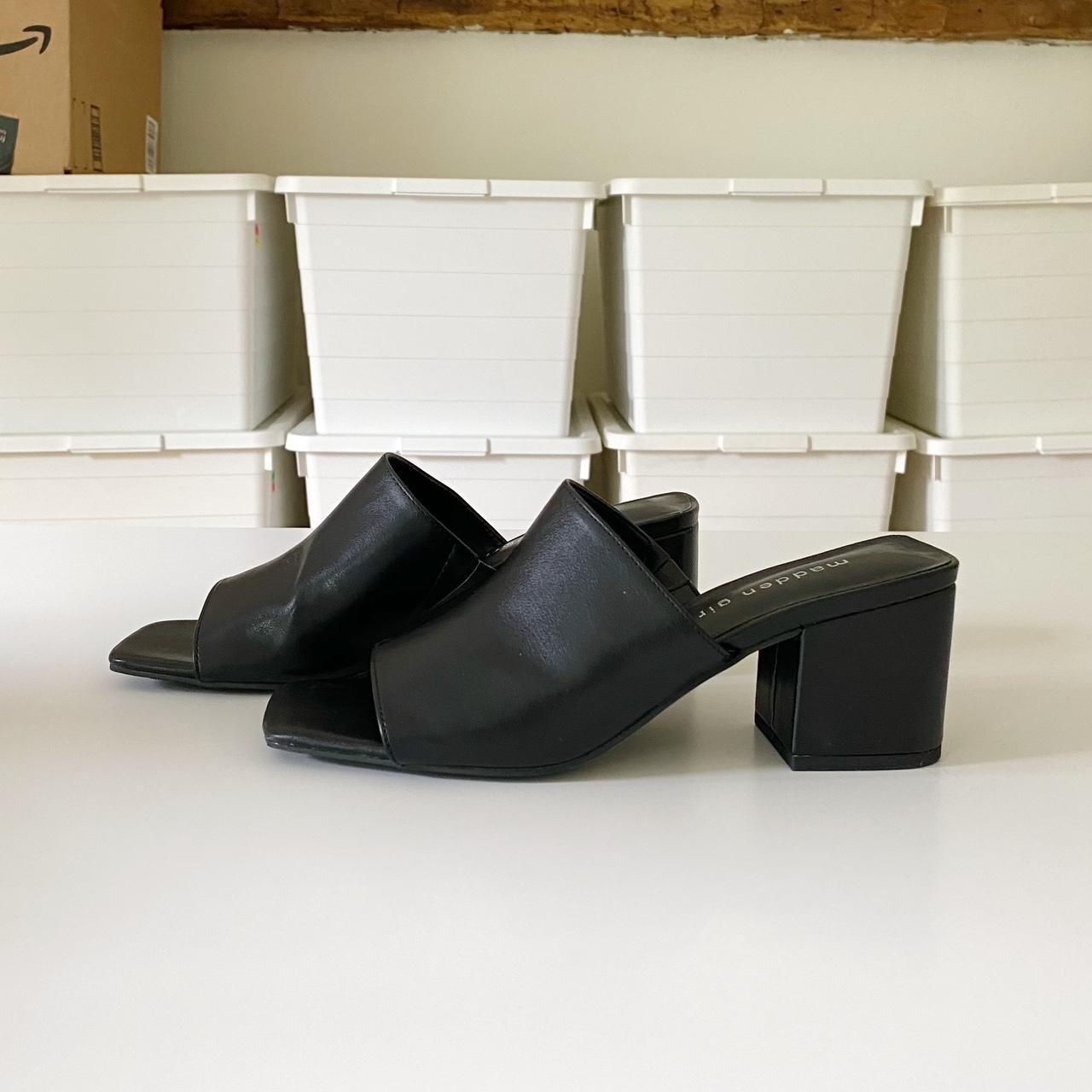 Madden Girl Taz Faux Leather Square Toe Mule Sandals in Black Size 6