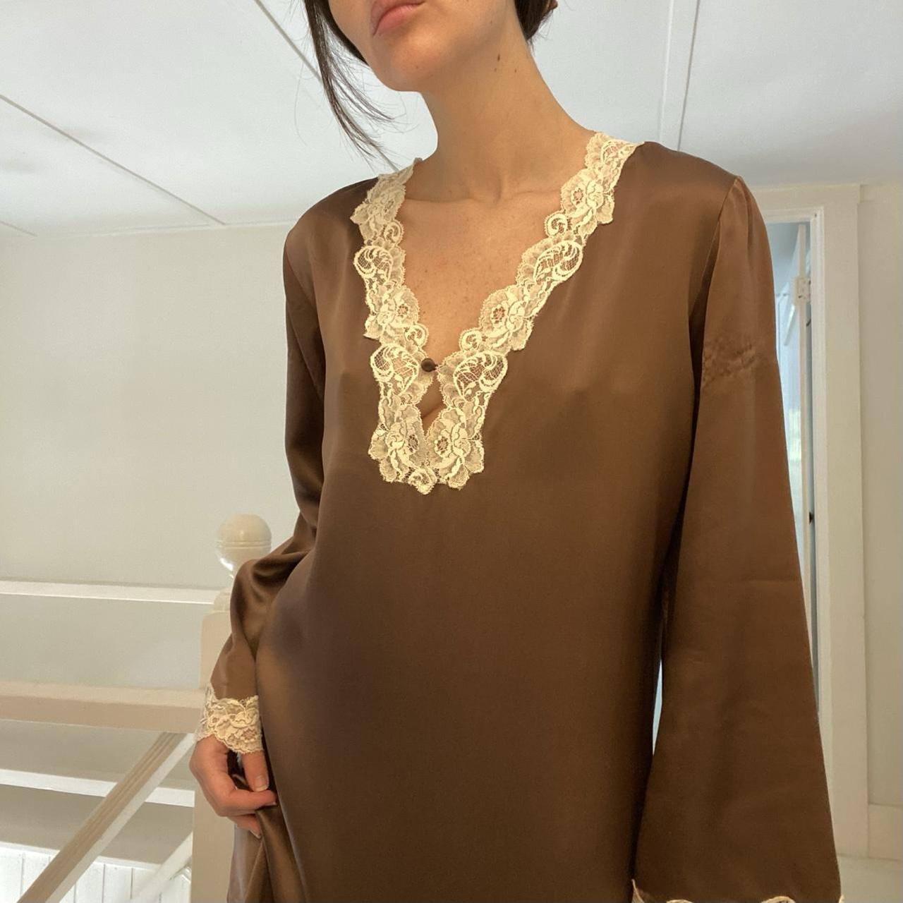 Christine Vancouver Vintage 90s Silk Satin Lace Trim Mini Slip Dress Size M