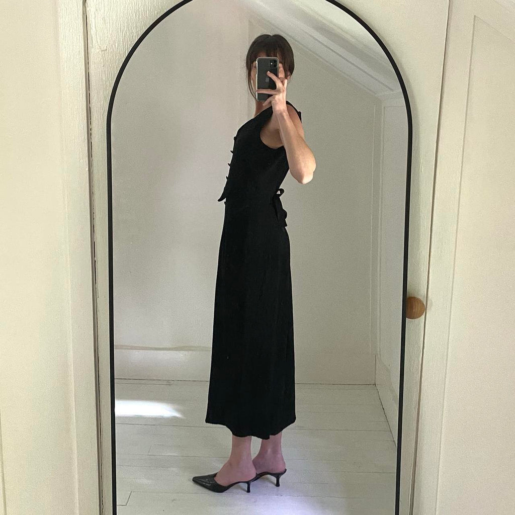 Breakin’ Loose Vintage 90s Tuxedo Vest Button Front Midi Dress Size 9/10