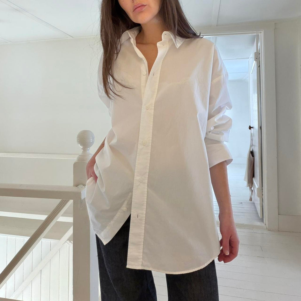 H&M Cotton Poplin Oversized Button Down Shirt Size M
