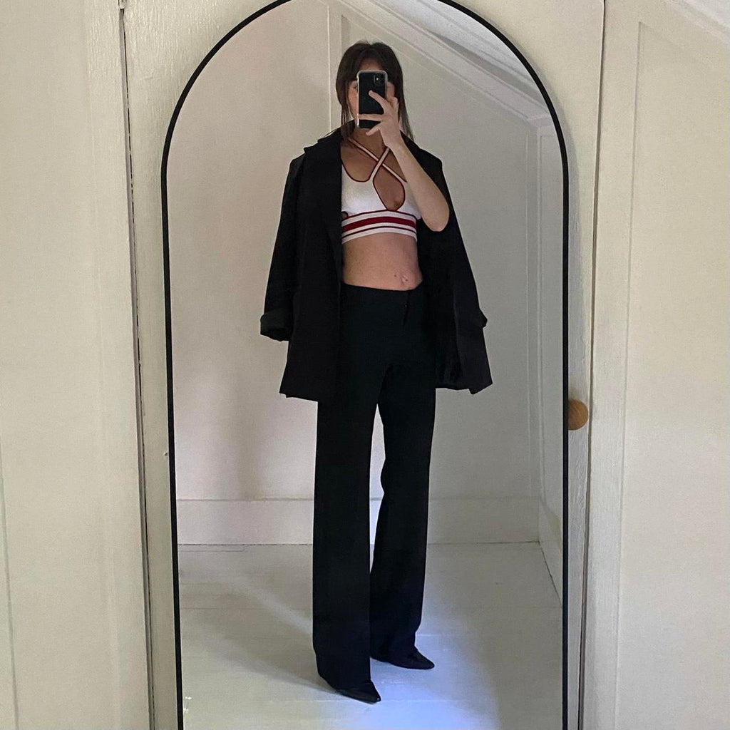 Hanwen New York Ribbed Knit Fitted X Bra Top Size XS