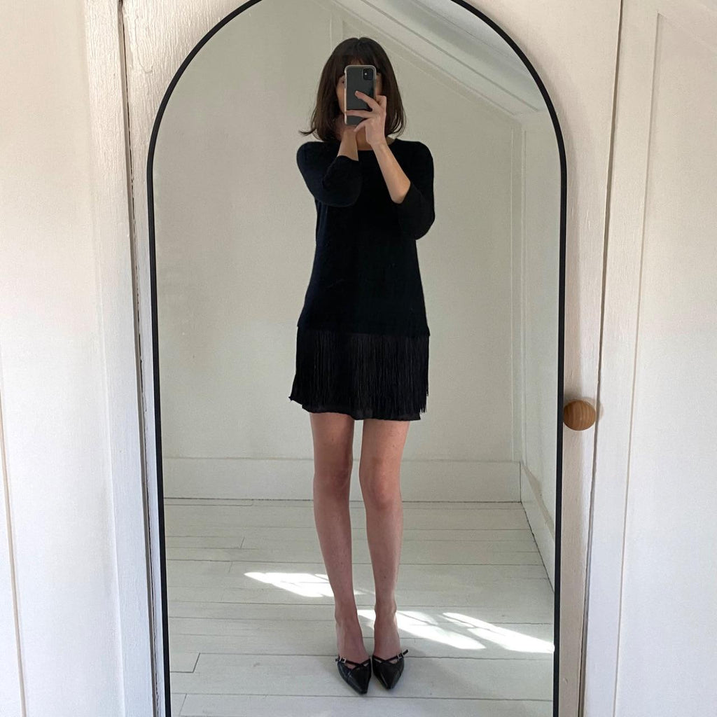 Neiman Marcus Cashmere Fringe Hem Tunic Sweater Size XS