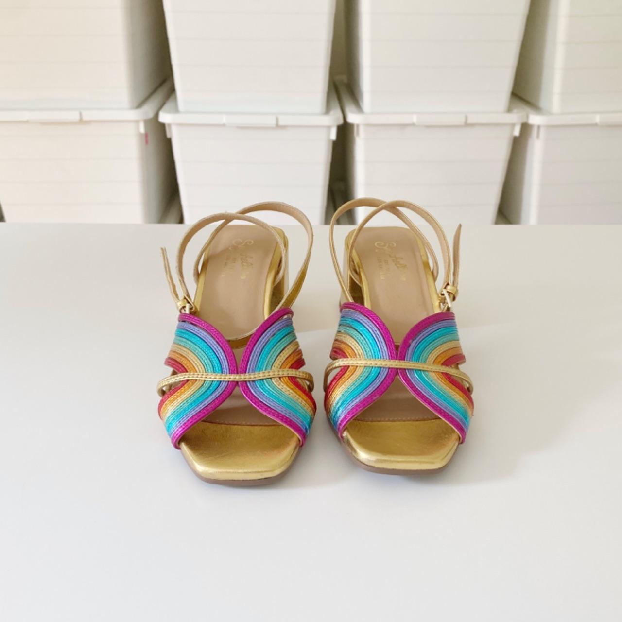 Seychelles Tender Sandal in Rainbow Metallic Leather Size 6