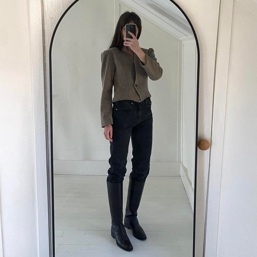 Body English Vintage 80s Wool Herringbone Blazer Jacket Size 9/10