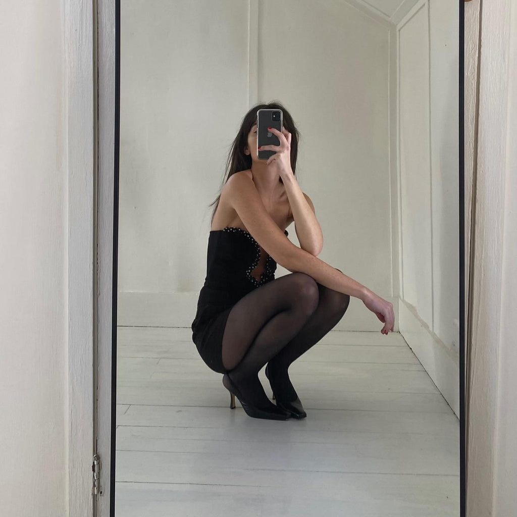 Nookie Adorn Crystal Beaded Cut Out Strapless Bodysuit Black Size XS