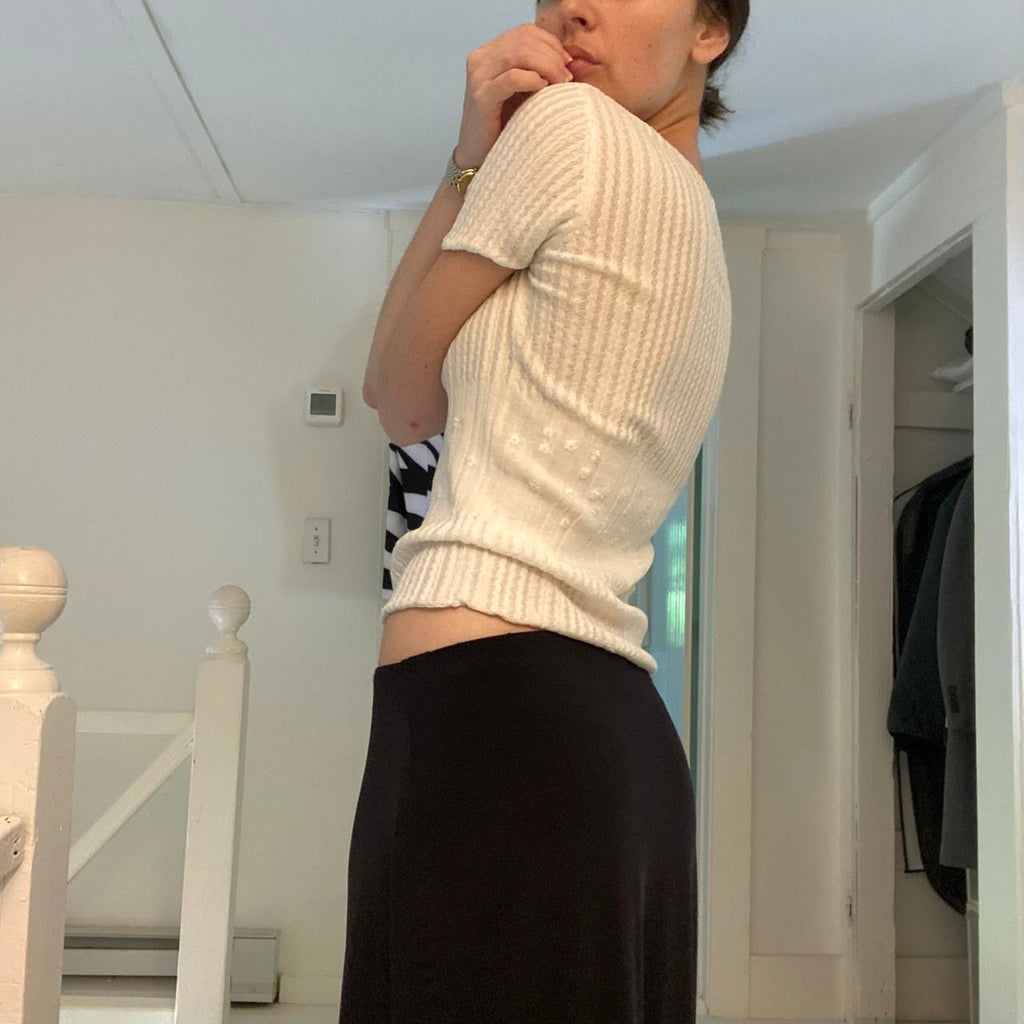 Valerie Separates Vintage Y2K Pointelle Knit Top Size PS