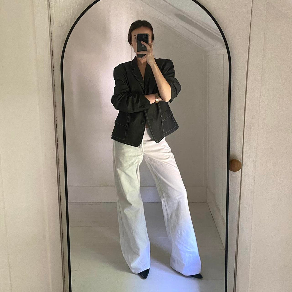 Calvin Klein Vintage 90s Contrast Stitch Blazer Jacket Size M