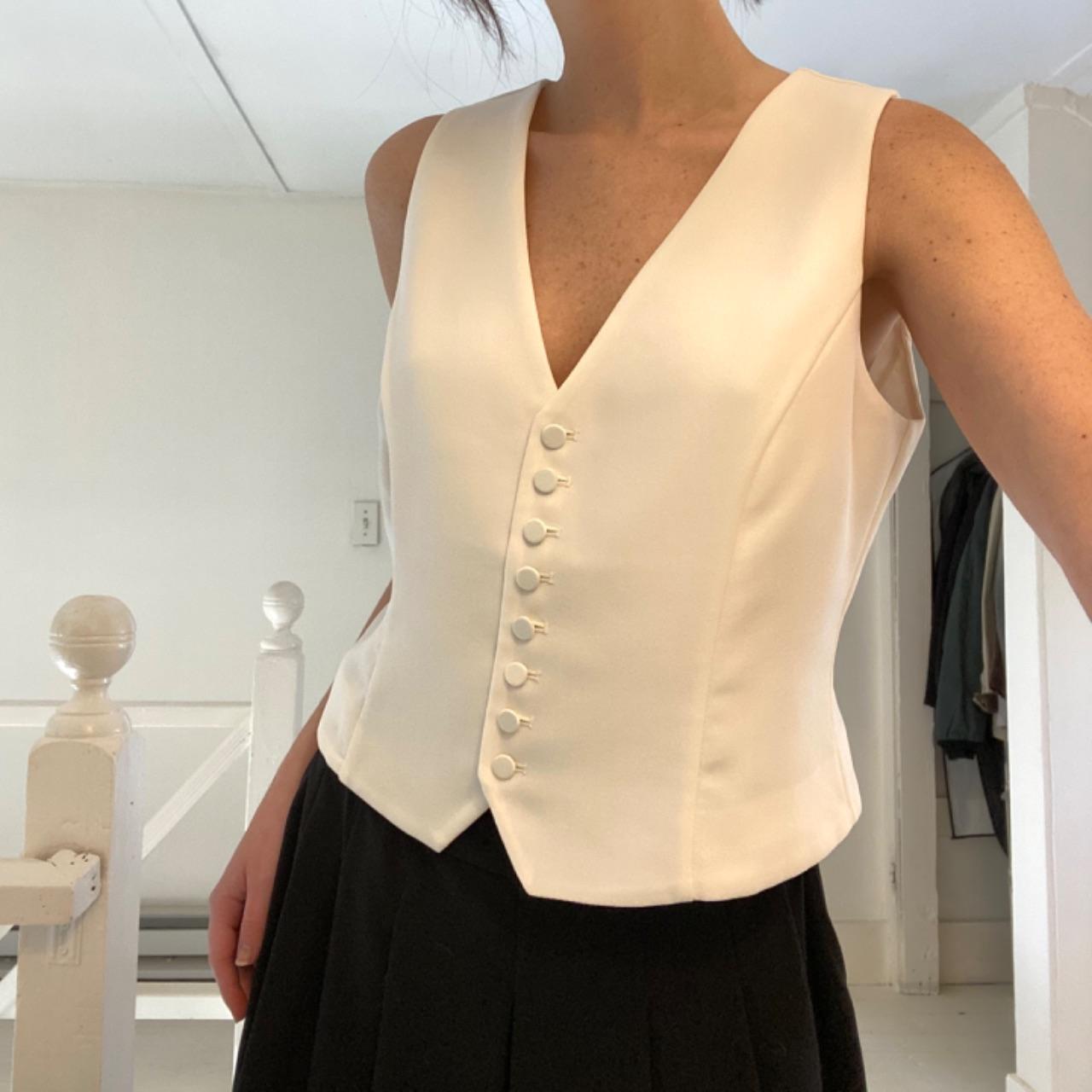 J. Crew Slim-Fit Tuxedo Vest in Ivory City Crepe NWT Size 2