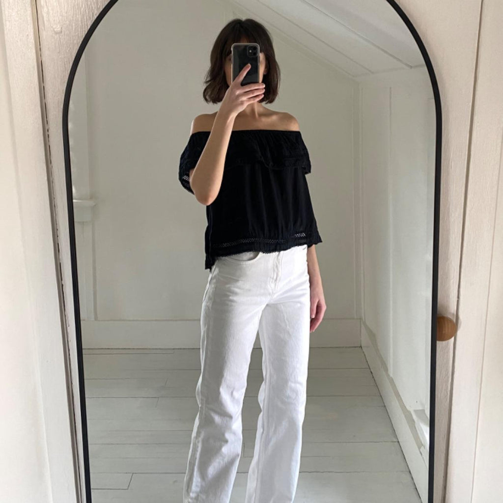 Wilfred / Aritzia Hollande Off Shoulder Eyelet Blouse Size XS