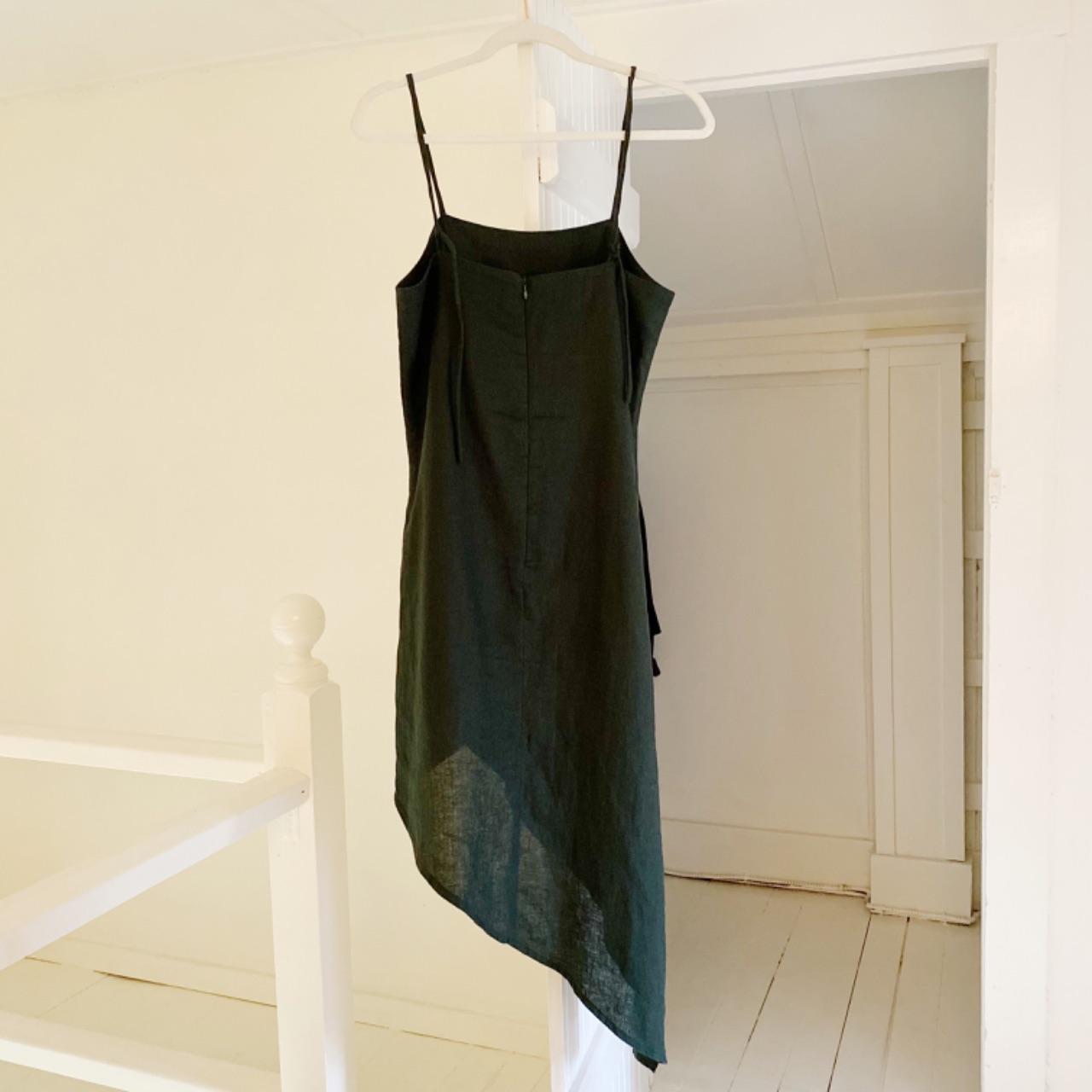 SIR The Label Rosa Linen Asymmetric Midi Dress in Forest Size 1