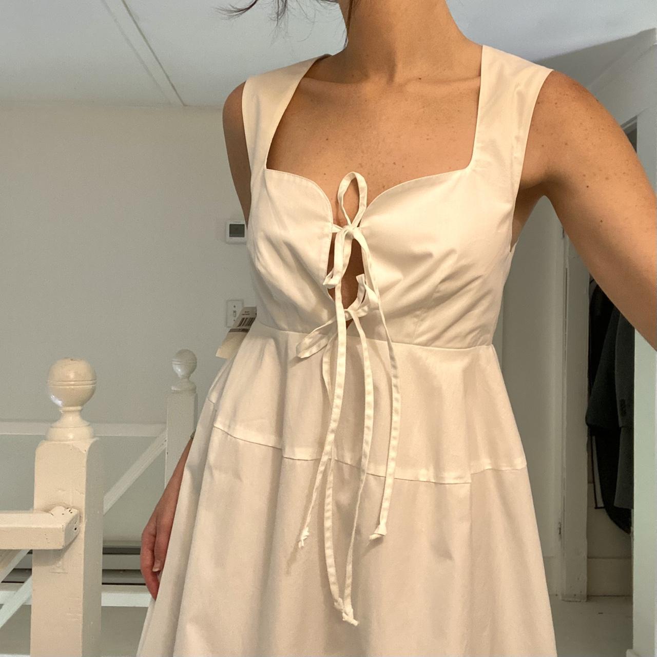 Matthew Bruch Apron Tie Babydoll Mini Dress White Poplin NWT Size 1