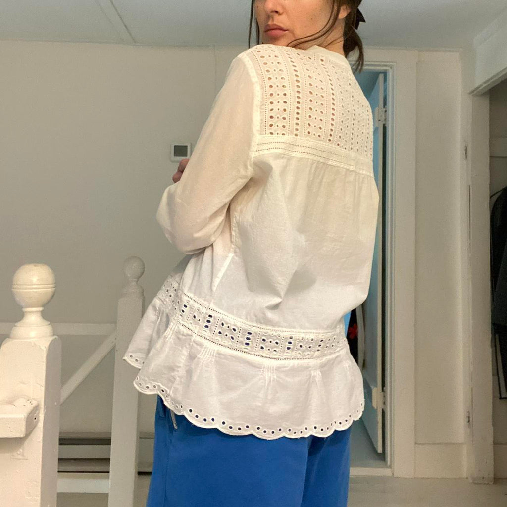 J. Crew Long Sleeve Eyelet Popover Shirt Size 8