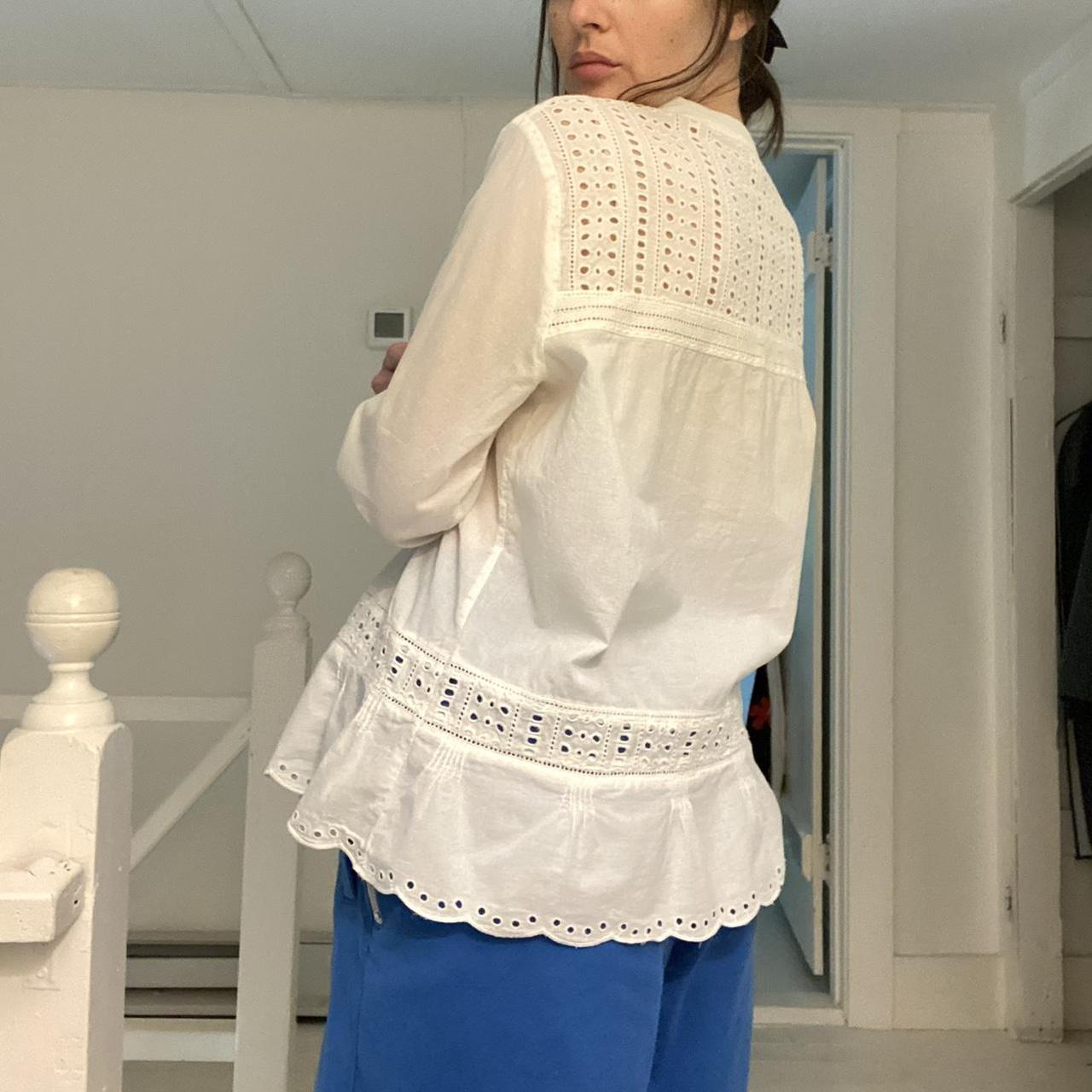 J. Crew Long Sleeve Eyelet Popover Shirt Size 8