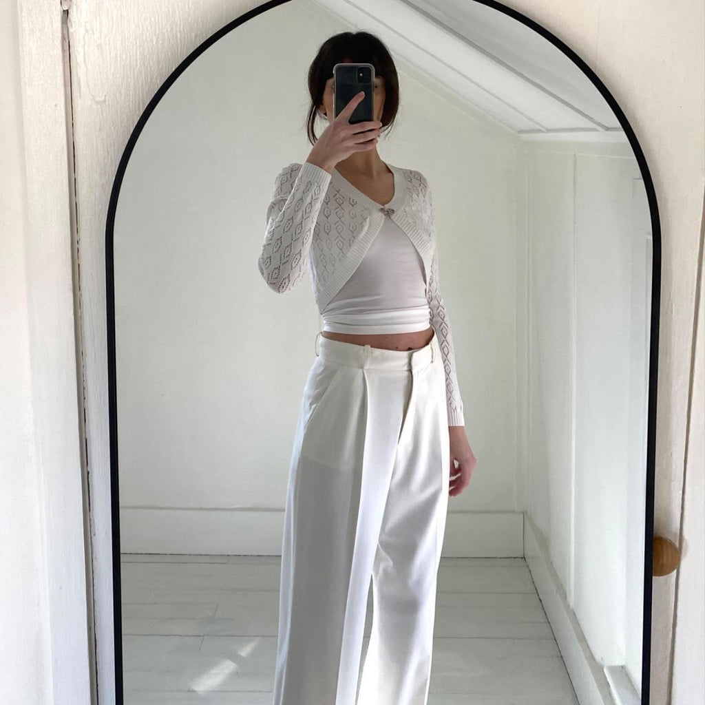 Roberto Cavalli Vintage Y2K Pointelle Knit Cropped Cardigan Shrug Size XS