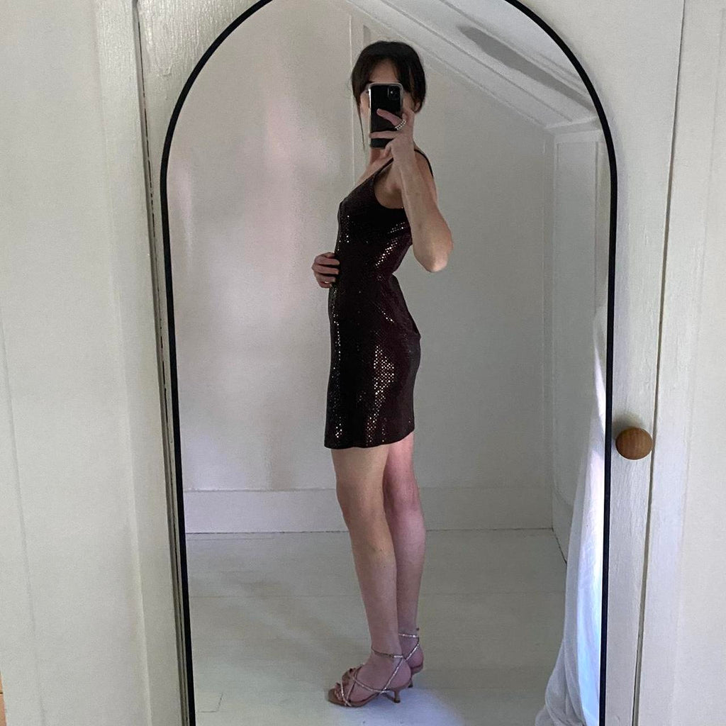 Hugo Buscati Collection Vintage 90s Metallic Sequin Mini Dress Size 2