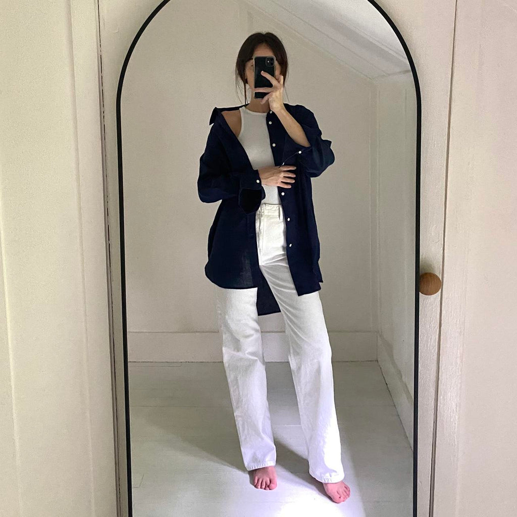 Polo Ralph Lauren Oversized Fit Linen Shirt Newport Navy NWT Size M