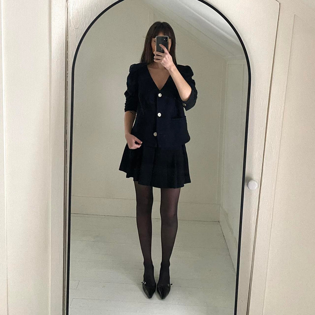 Something Navy Tweed Crop Blazer Size L