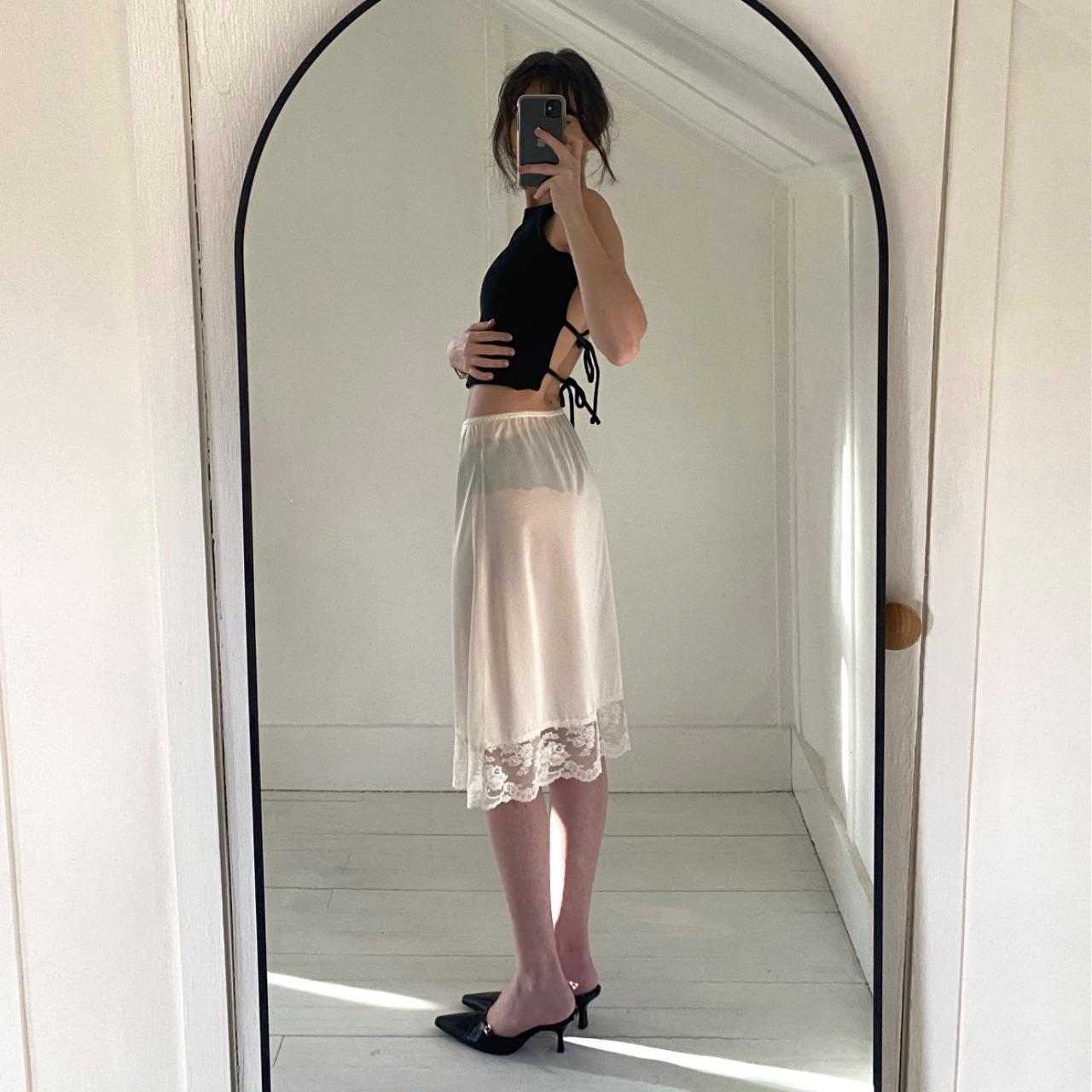 Vintage Lace Trim Slip Skirt Size M