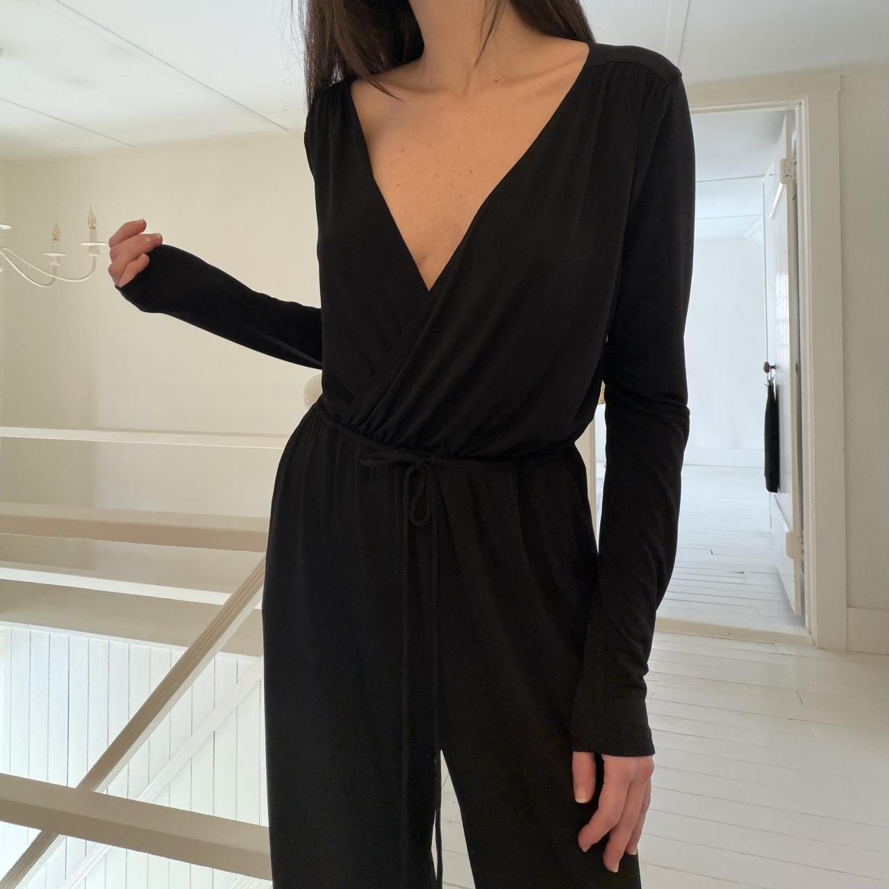 BCBGeneration Surplice Open Back Wide Leg Jumpsuit in Black NWT Size S