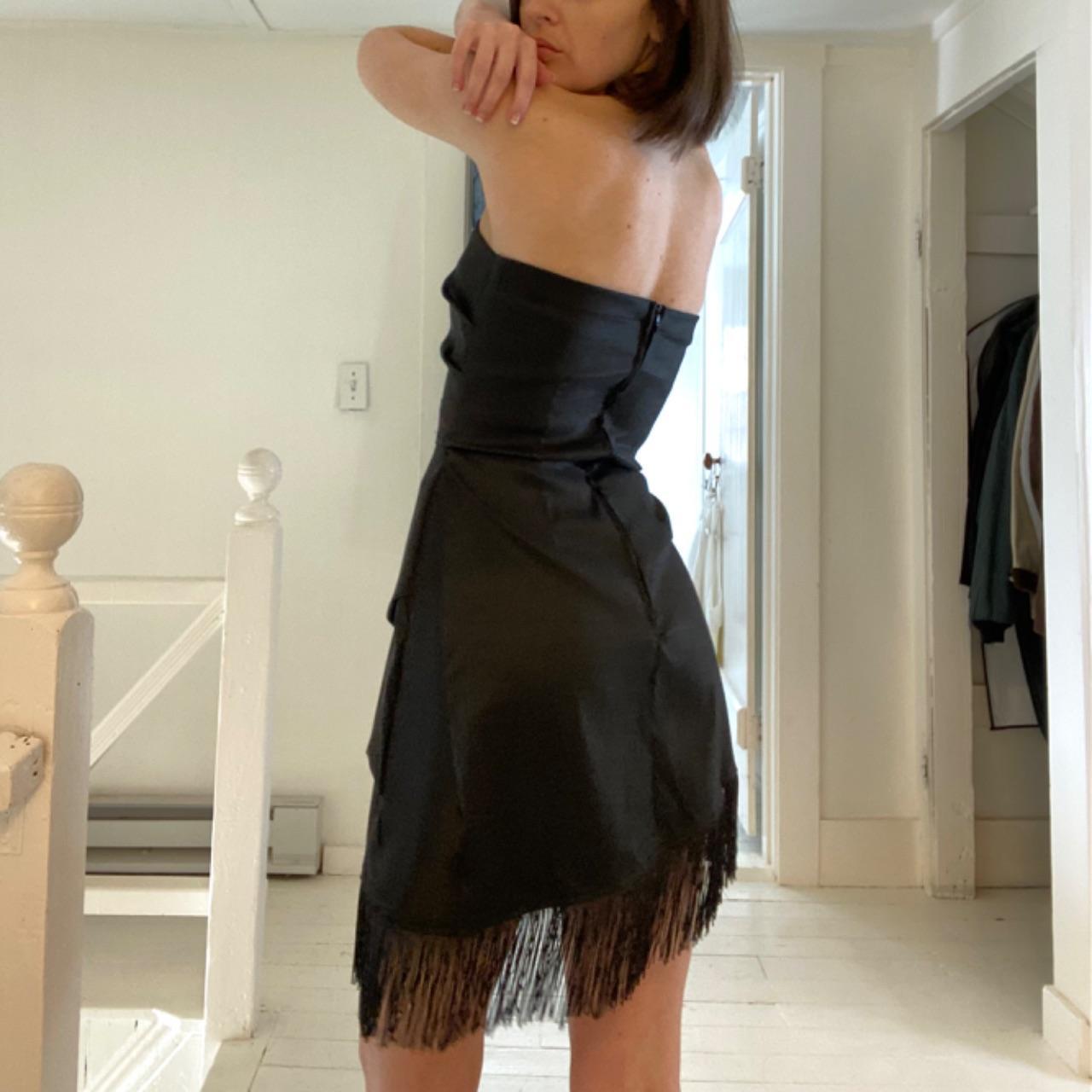 Alyn Paige Vintage Y2K Asymmetric Fringe Hem Strapless Mini Dress Size 5/6