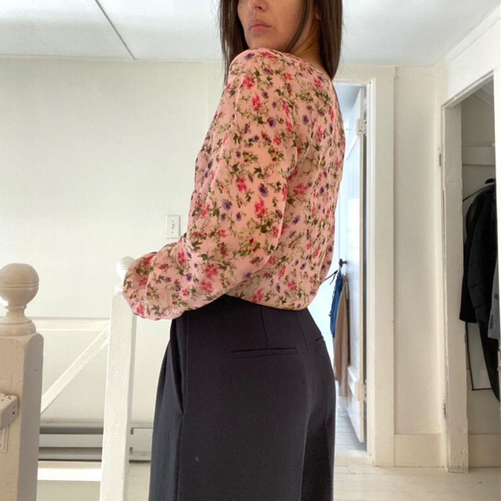 Cami NYC The Hope Silk Sheer Floral Bodysuit in Geranium Size XS